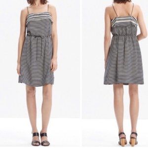 Madewell Black White Silk Striped Tie-waist Dress
